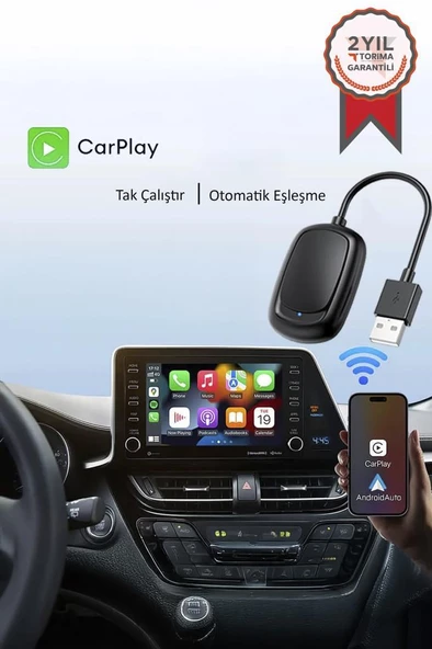 TORİMA X8 Mini Kablosuz Carplay Usb ve Type-c Uyumlu Araç Multimedya Dönüştürücü Adaptörü