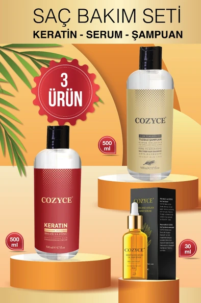 COZYCE ÇAM TEREBENTİN ŞAMPUAN 500ML+COZYCE SAÇ SERUMU 30ML+COZYCE KERATİN 500ML