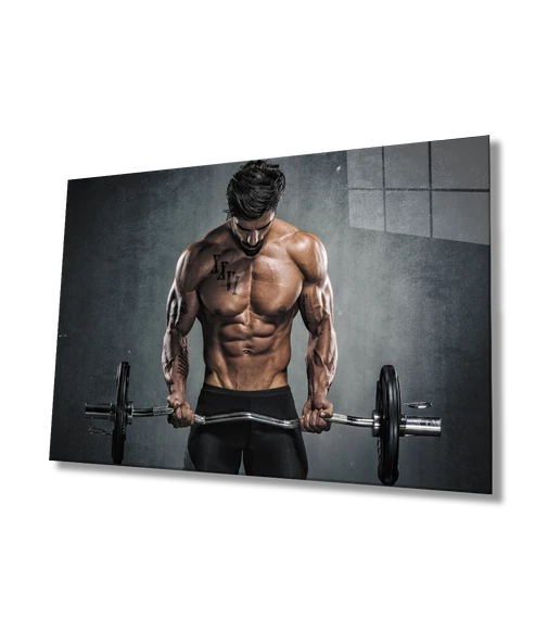 Spor Fıtnes Dekoratif ve Modern Cam Tablo   Sports Fitness