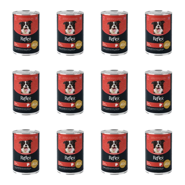 Reflex Plus Jöle İçinde Et Parçacıklı Kuzu Etli Yetişkin Köpek Konservesi 400 Gr (12 Adet)