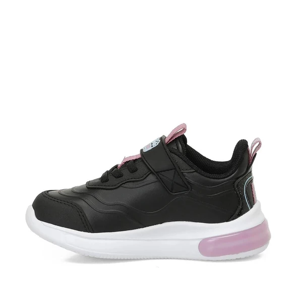 Kinetix Stach Pu Siyah-Pembe Işıklı Cırtlı Kız Çocuk Spor Ayakkabı - 4