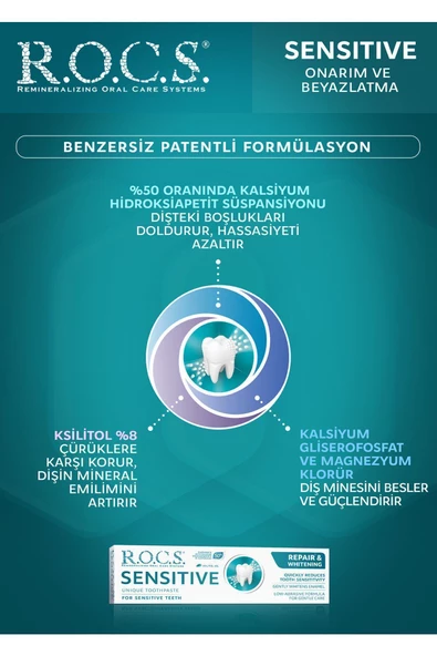 Rocs Sensitive Repair Whitening Beyazlatıcı Diş Macunu 75 ml - 3