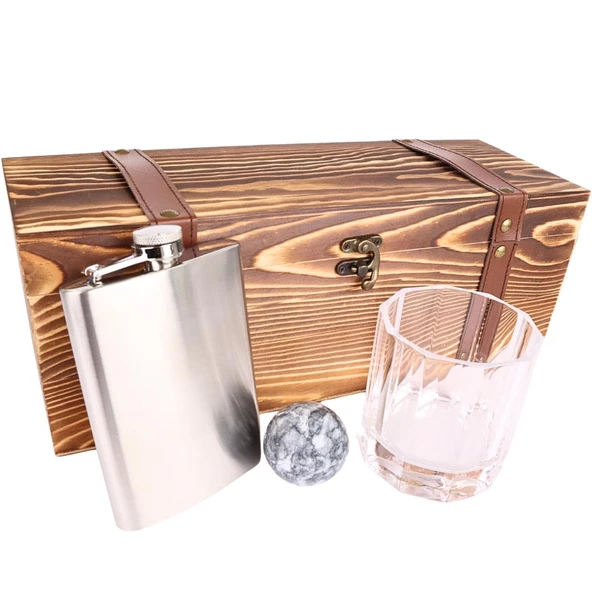 Churchill Viski Bardağı Gri Küre Mermer Viski Taşı Cep Matarası Sandıklı - 3