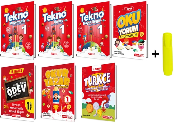 Kırmızı Beyaz Tekno 1.Sınıf 2.Dönem Tüm Dersler 7'li Set