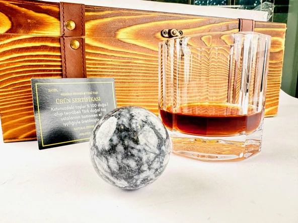 Churchill Viski Bardağı Gri Küre Mermer Viski Taşı Cep Matarası Sandıklı - 4