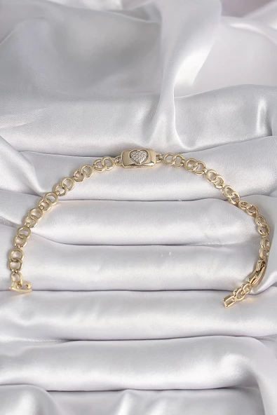 MuI MuI Pirinç Gold Renk Zirkon Taşlı Kalp Model Xuping Exclusive VIP Seri Kadın Bileklik