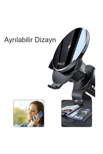Yesido C131 Izgara Klipsli 15W Kablosuz Şarjlı Magsafe Araç Tutucu - 6