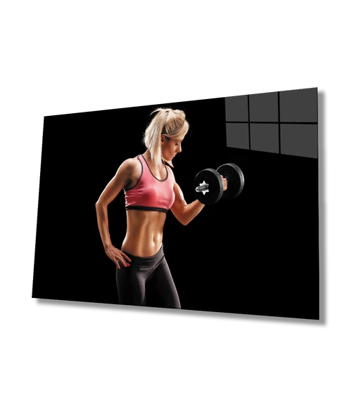 Spor Fıtnes Dekoratif ve Modern Cam Tablo   Sports Fitness ürün görseli
