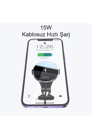 Yesido C131 Izgara Klipsli 15W Kablosuz Şarjlı Magsafe Araç Tutucu - 7