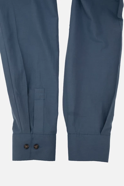 RELAXED FIT COTON ERKEK GOMLEK MAVI - 4