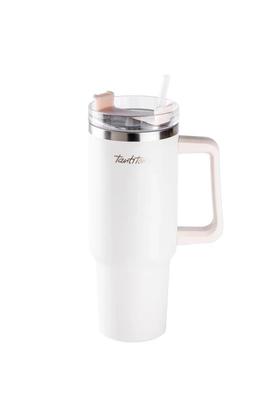 Tantitoni Move Bej Pipetli Paslanmaz Çelik Termos Bardak 1,2 Lt