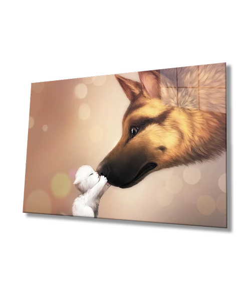 Hayvanlar Dekoratif ve Modern Cam Tablo