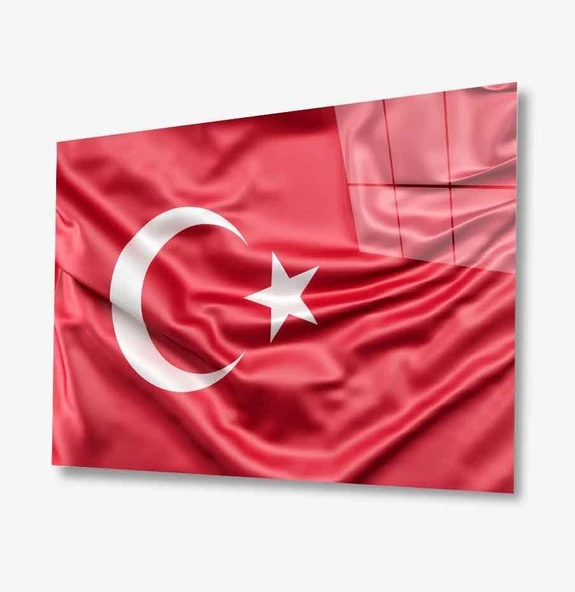 Türk Bayrağı Dekoratif ve Modern Cam Tablo Turkish Flag ürün görseli