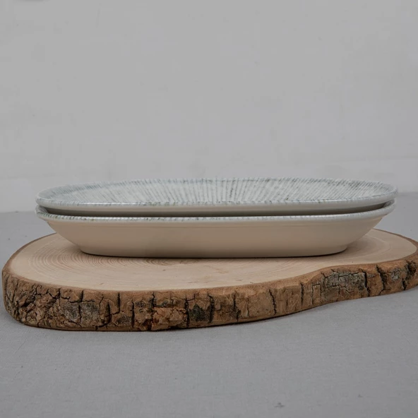 GÜRAL PORSELEN Arnim 2 Parça 24 Cm Bone Kayık Tabak
