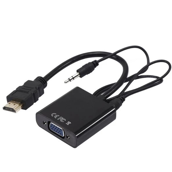 HDMI TO VGA ÇEVİRİCİ ADAPTÖR SES ÇIKIŞLI KUTULU (4694)