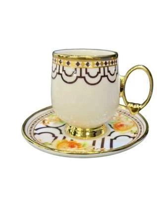 Royking Fleur 6lı Kahve Fincan Takımı SARI BKY 004
