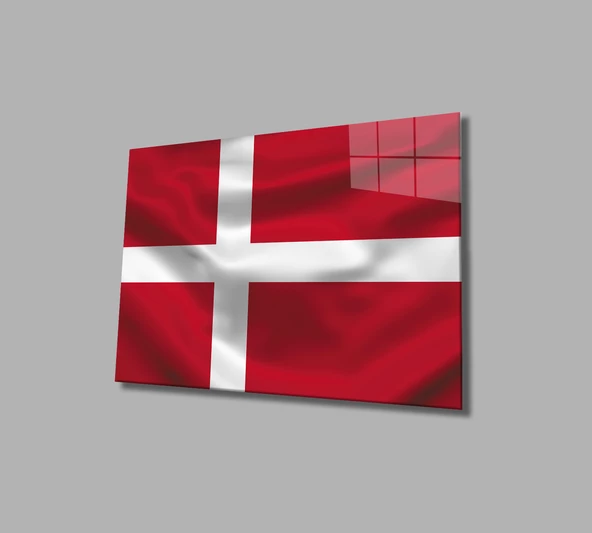 Danimarka Bayrağı Dekoratif ve Modern Cam Tablo Denmark Flag
