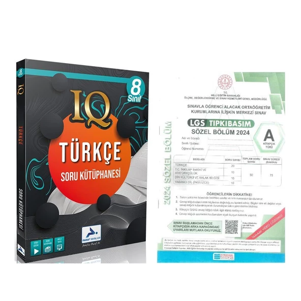 Paraf 8.Sınıf Türkçe IQ Soru Kütüphanesi ve Evrensel Tıpkı Basım Sözel Bölüm A Seti 2 Kitap
