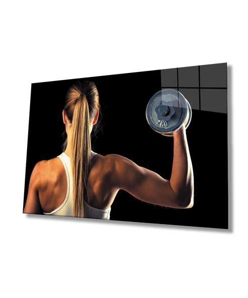 Spor Fıtnes Dekoratif ve Modern Cam Tablo   Sports Fitness