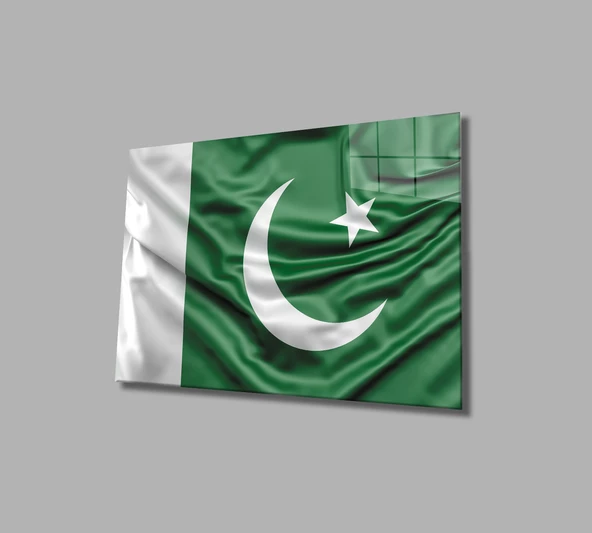 Pakistan Bayrağı Dekoratif ve Modern Cam Tablo Pakistan Flag ürün görseli
