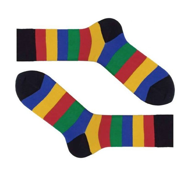 Renkli Çizgili Soket Çorap