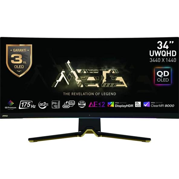 MSI 34.18" MEG 342C QD OLED 3440x1440 (UWQHD) 21:9 CURVE 1800R QD-OLED 175HZ 0.03MS ADAPTIVE-SYNC GAMING MONITOR