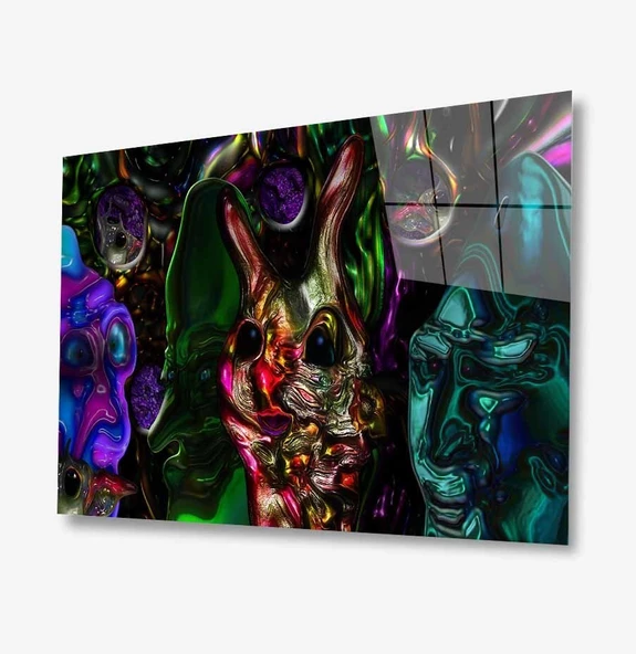 Kedi Soyut Dekoratif ve Modern Cam Tablo ürün görseli