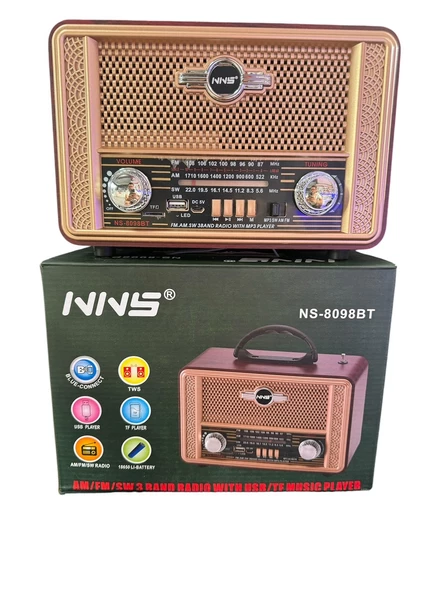 NNS Ns-8098 Usb / Tf Kart / Fm Retro Taşınabilir Bluetooth Hoparlör - 5