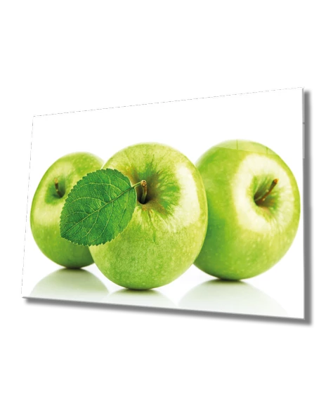 Yeşil Elmalar Dekoratif ve Modern Cam Tablo Green Apple ürün görseli