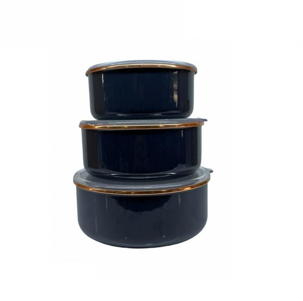 OMS Harem Emaye 3lü Saklama Kabı Füme