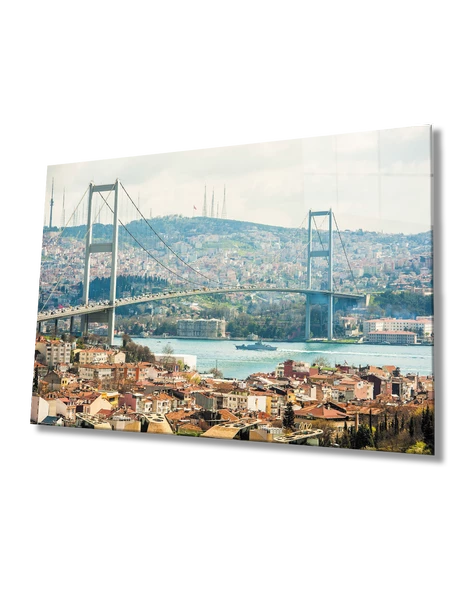 İstanbul Boğaz Köprü Manzaralı  Dekoratif ve Modern Cam Tablo
