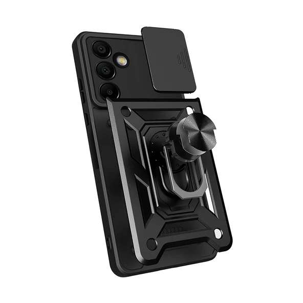 Samsung Galaxy S24 FE Kılıf Magnetik Standlı Kamera Korumalı Sürgülü Vega Kapak - Resim 7