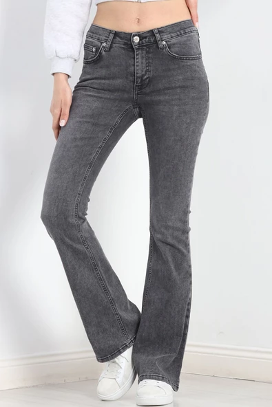 İspanyol Paça Kot Pantolon Füme - 20255.1590. - Resim 3