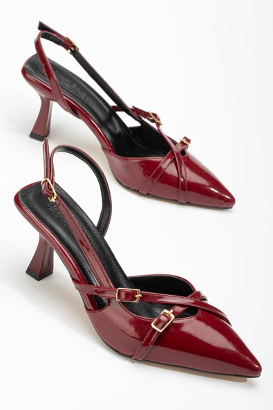Bordo Rugan Günlük 7 cm Topuklu Bayan Ayakkabı - 3