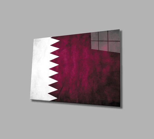 Katar Bayrağı Dekoratif ve Modern Cam Tablo Qatar Flag ürün görseli 1