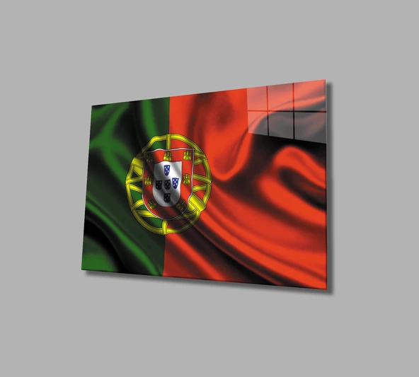 Portekiz Bayrağı Dekoratif ve Modern Cam Tablo Portugal Flag