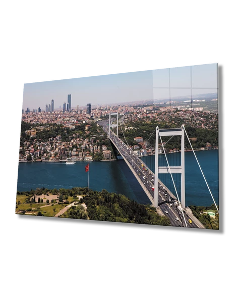 İstanbul Manzarası Boğaz Köprü Dekoratif ve Modern Cam Tablo