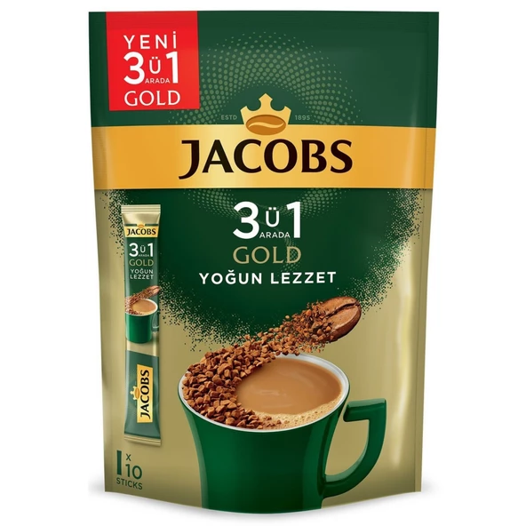 Jacobs 3 ü 1 Arada Gold Yoğun Lezzet Hazır Kahve – 10 lu Paket