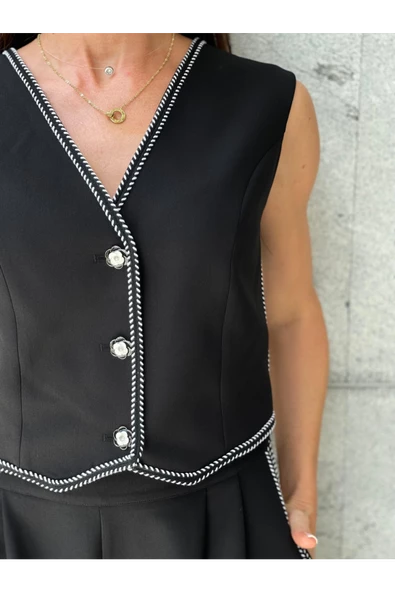 Trend Kadın Çoban Dikişli Yelek ve Pantolon Takımı ile Tarzınıza Zarif ve Hoş Bir Dokunuş Ekleyin - Resim 8