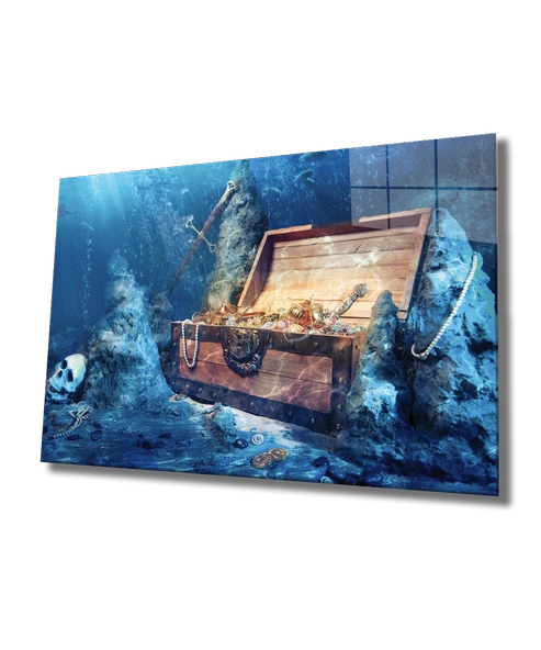 Sualtı Süsler Dekoratif ve Modern Cam Tablo Marine Life