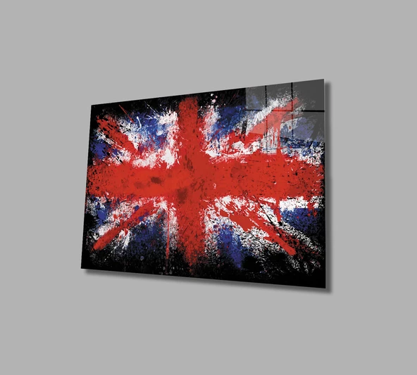 Birleşik Krallık Bayrağı Dekoratif ve Modern Cam Tablo  ,United Kingdom Flag ürün görseli
