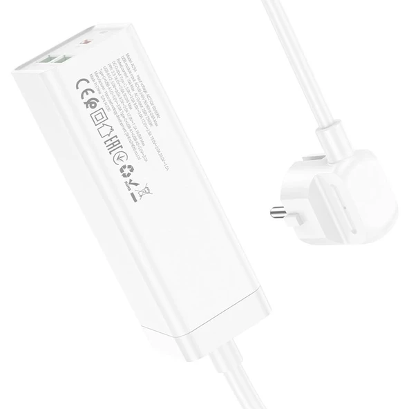 30W 2 Type-C - 1 USB-A PD Şarj Aleti, 1,5 m kablo 2500 Watt Destekli Priz Amerikan Ingiliz Fiş Dönüştürücü - 3