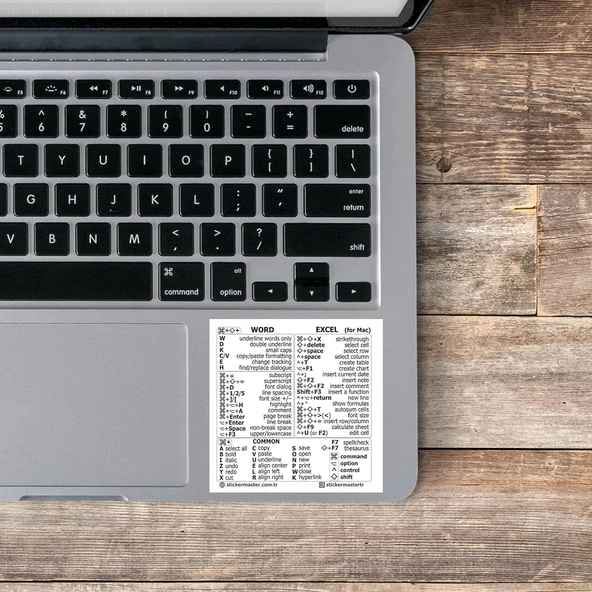 Master Word Excel Reference Keyboard Shortcut Sticker - Clear Vinyl no-Residue Adhesive, for Any PC Laptop or Desktop