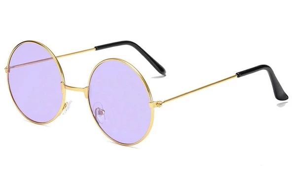 Yulak Cam John Lennon Tarzı Gold Çerçeveli Mor Gözlük