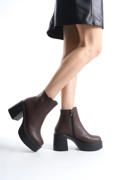 Hancez Acı Kahve Rengi Platform Topuklu Rahat Kadın Bot - 3