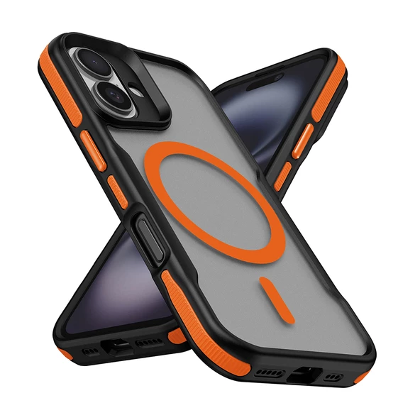 iPhone 16 Kılıf Magsafe Şarj Özellikli Renkli Kenar Airbag Şeritli Lamer Kapak - Resim 8