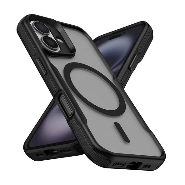 iPhone 16 Kılıf Magsafe Şarj Özellikli Renkli Kenar Airbag Şeritli Lamer Kapak - Resim 9