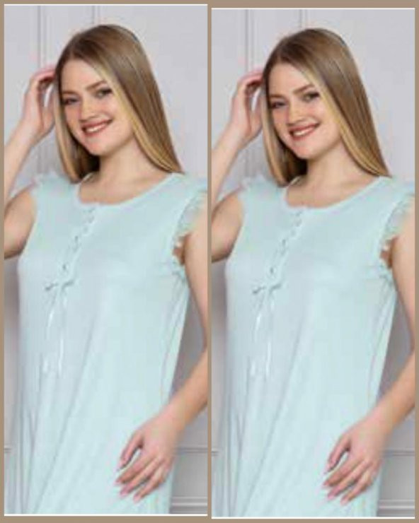 LİMİSSİ 313 Mavi Hamile Lohusa Dantelli Gecelik - 2