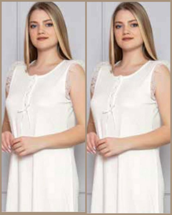 LİMİSSİ 313 Ecru Hamile Lohusa Dantelli Gecelik - 2