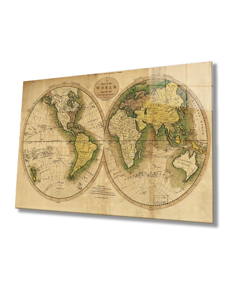 Eski Dünya Haritası  Dekoratif ve Modern Cam Tablo ürün görseli